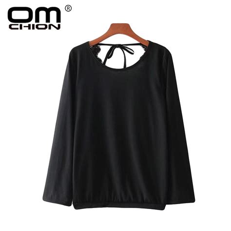 Omchion New Blusa 2017 Winter O Neck Long Sleeve Blouse Backless Lace