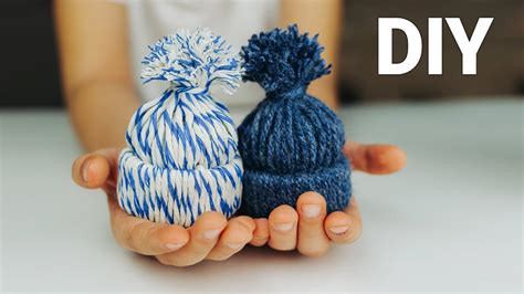 DIY Yarn Mini Pom Pom Hat Christmas Ornaments YouTube