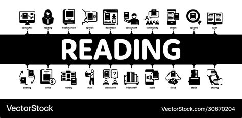 Reading library book minimal infographic banner Vector Image