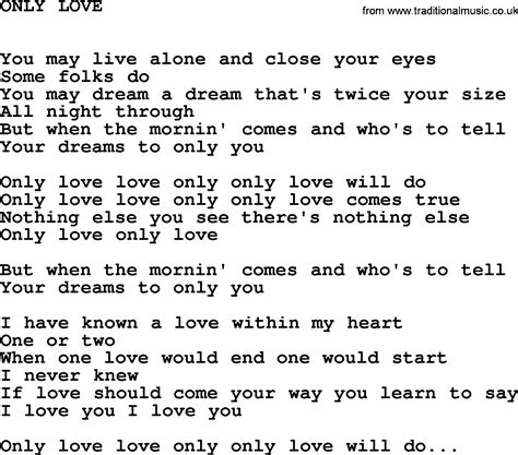 Johnny Cash song: Only Love, lyrics