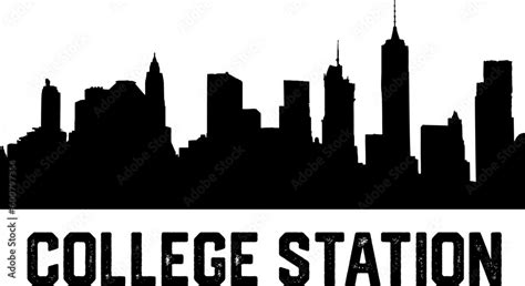 College Station skyline silhouette. Black College Station city design ...