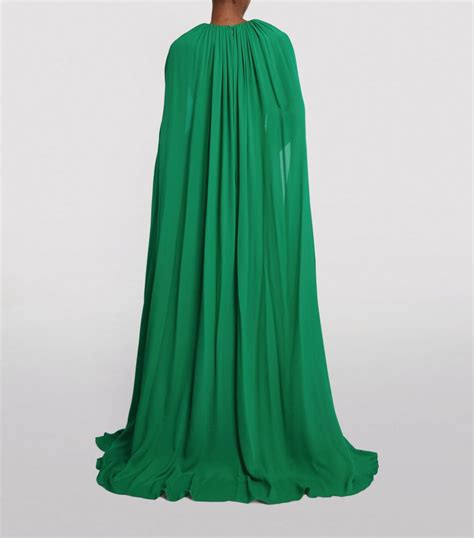 Womens Elie Saab Green Silk Pleated Cape Dress Harrods UK