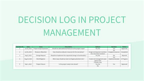 Free Decision Logs Templates For Google Sheets And Microsoft Excel - Slidesdocs