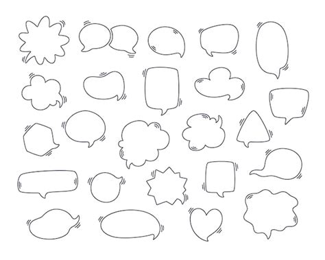 Premium Vector Speech Bubbles Set Outline Text Bubbles Comic Speech