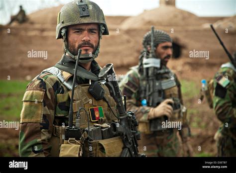 Afghan National Army Special Forces Soldiers Return From A Combat Stock