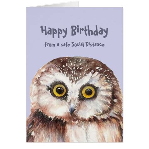 Funny Social Distancing Birthday Cute Owl Humor