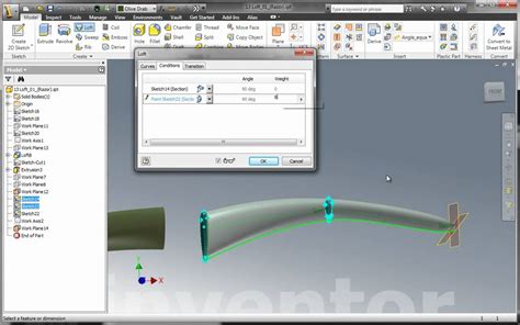 Inventor Loft Centerline Rail To A Point With G2 Youtube