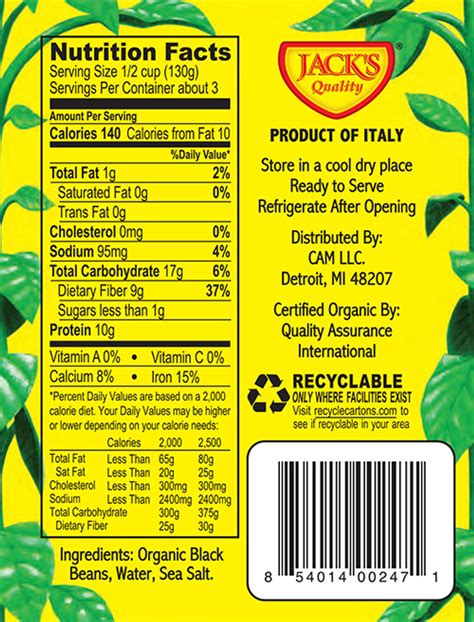 34 Black Beans Nutrition Label Labels Database 2020