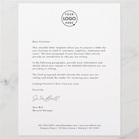 Business Letter | Modern Minimalist Signature Logo Letterhead | Zazzle | Lettering, Business ...