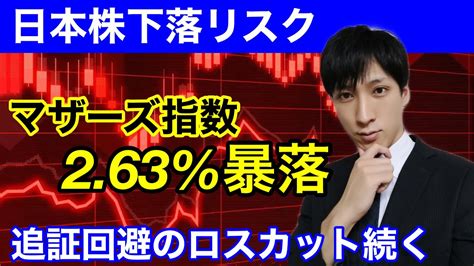 【日本株下落リスク】マザーズ銘柄大暴落。信用期日到来。追証回避のロスカットが止まらない。日経平均の暴落もいつ止まるのか？ 株式投資 動画まとめ