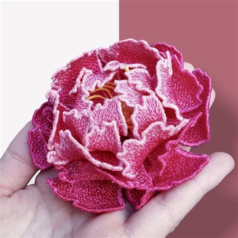 Free Standing Lace Peony Flower Digital Embroidery File Peony Etsy