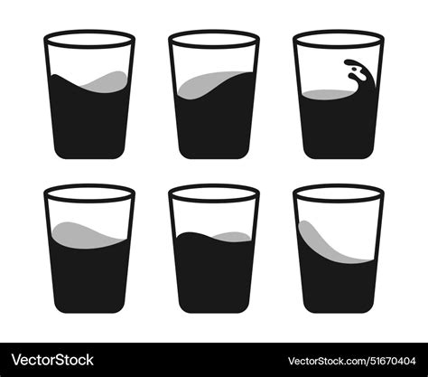 Glass Of Water Icon Set Or Drink Icons Royalty Free Vector