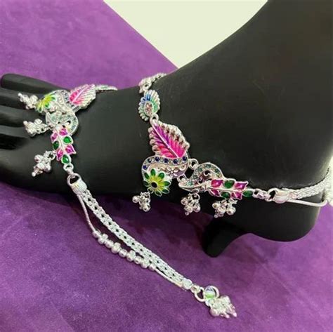 52T Bridal 66g Ladies Silver Anklets, Size: 10inch at ₹ 2200/pair in ...