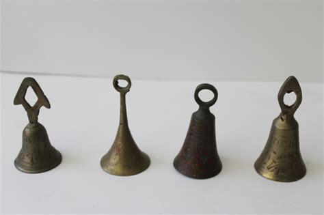 Vintage Bells Of Sarna India Etched Solid Brass Bell Lot