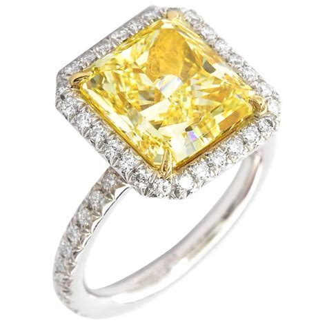 6 06 Carat Fancy Yellow Square Radiant Diamond Halo Engagement Ring Gia