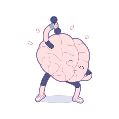 Train Your Brain Dumbbells Exercises Fun Cartoon Genius Vector Fun