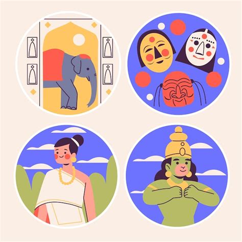 Free Vector Naive Asia Stickers Collection