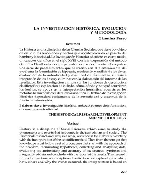 La Investigaci N Hist Rica Evoluci N Y Metodolog A