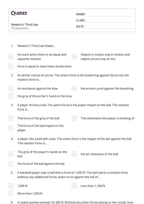 Newtons Law Of Gravitation Worksheets For Th Year On