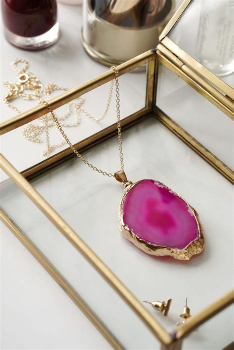 Pink Agate Pendant Necklace Wildwood Bude Cornwall