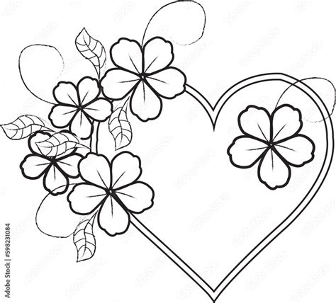 Lovely vector illustration with flowers. Black outline drawing perfect ...