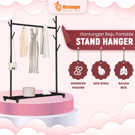 Jual Orange Stand Hanger Gantungan Baju Stand Hanger Single Stand