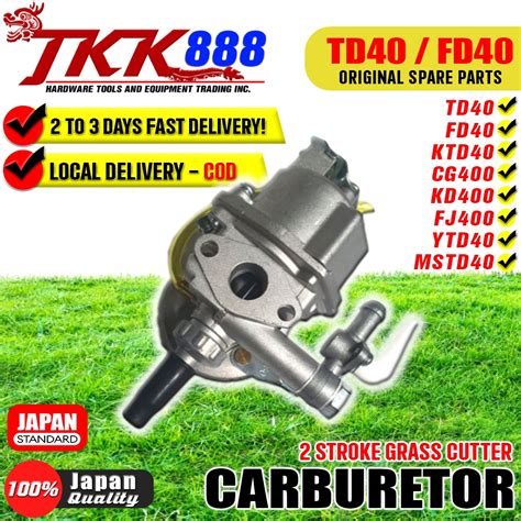 Carburetor Assembly With Fuel Hose For Kawasaki Td40 Fd40 2 Stroke Grass Cutter Original Spare