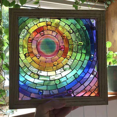 Wood Framed Stained Glass Mosaic Ref 131 Siobhan Allen