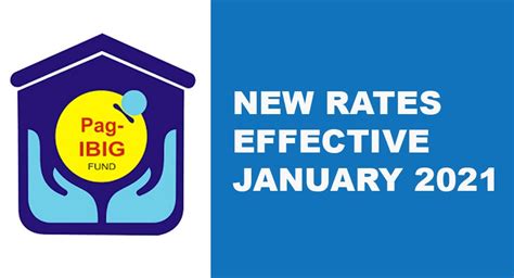 Advisory New Rate Of The Pag Ibig Fund Home Development Fund Effective January 2021