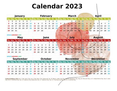 calendar  holidays  printable premium template
