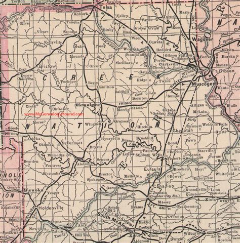 Creek Nation Indian Territory 1905 Map Tulsa, Muskogee