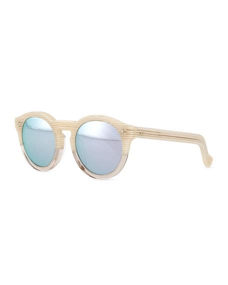 Illesteva Leonard Ii Round Bicolor Sunglasses Creamclear