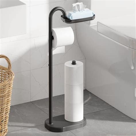 Kitsure Free-Standing Toilet Paper Holder Stand with Weighted Base and ...