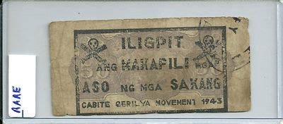 Scarce Ww Philippine Guerrilla Note Cavite