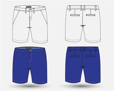 Premium Vector Denim Short Pant Flat Sketch Design Short Pant