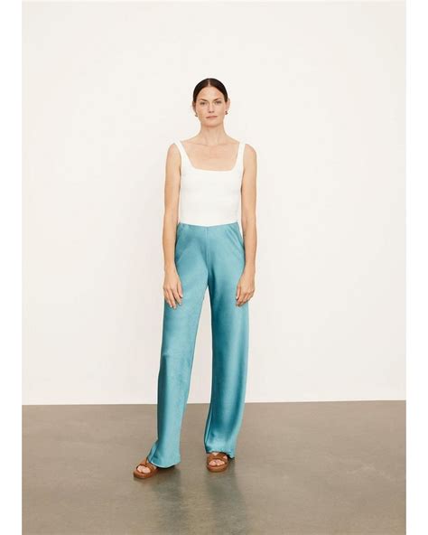 Vince Satin Bias Pant In Blue Lyst