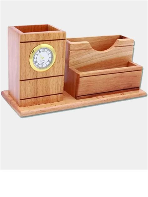 Multicolor Wooden Pen Holder With Clock Size 4 X 3 Inch At Rs 375 In