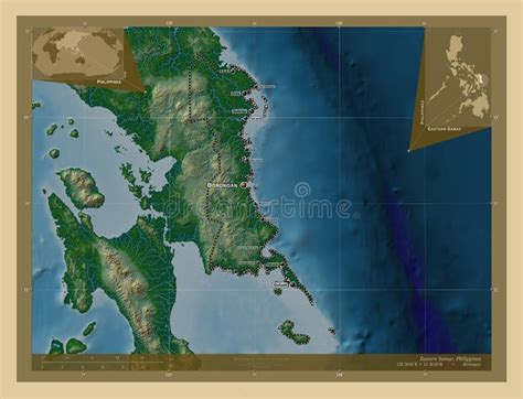 Eastern Samar Philippines Physical Labelled Points Of Cities Stock