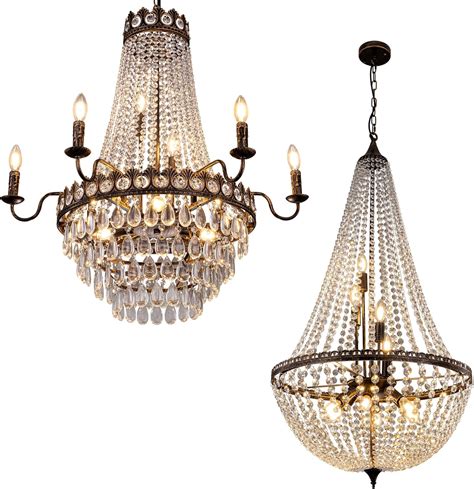 TOCHIC French Empire Crystal Chandelier Farmhouse Pendant Lighting