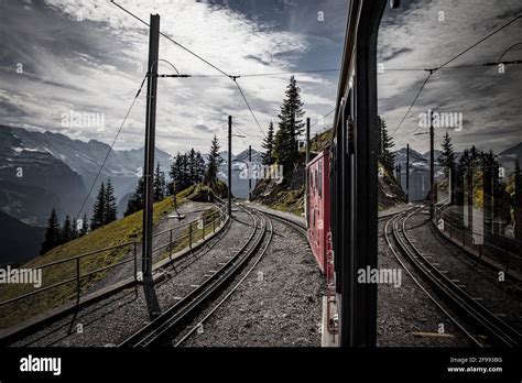 Cog Railway Train In The Swiss Alps Travel Photography Hi Res Stock