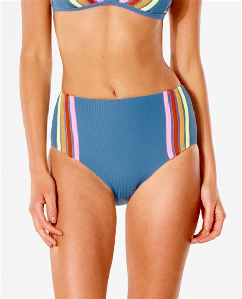 Rip Curl Wave Shapers Stripe Good High Waist Womens Cheeky Bikini