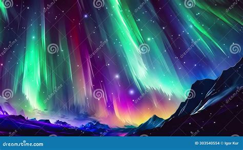 Space Aurora Wallpaper 4k Illustration Stock Illustration ...