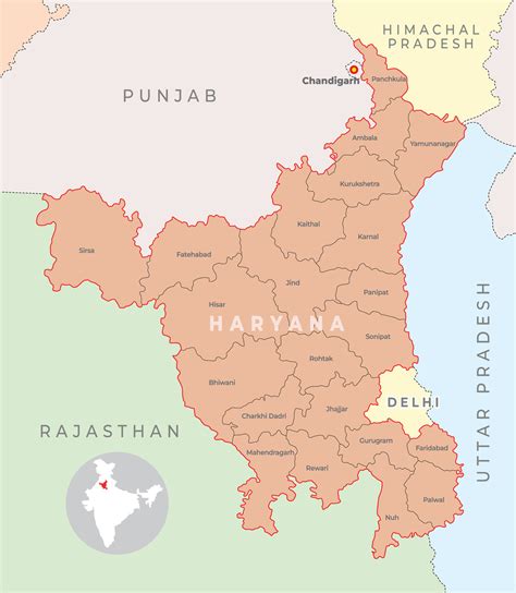 Haryana District Map With Neighbour State Vector Art At Vecteezy