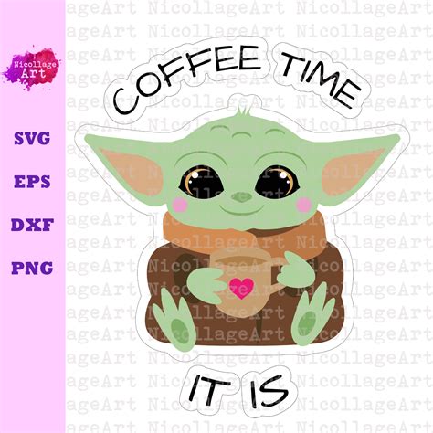 Baby Yoda Svg Baby Yoda Holding A Coffee Mug With Red Heart Etsy