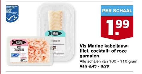 Vis Marine Kabeljauw Filet Cocktail Of Roze Garnalen Aanbieding Bij