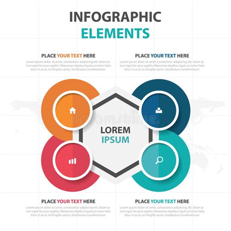 De Abstracte Kleurrijke Elementen Cirkel Hexagon Van Bedrijfschronologieinfographics Vlakke Het