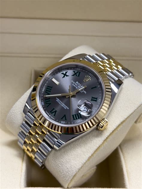 Rolex Datejust 41 Wimbledon Dial 126333 Two Tone Yellow Gold Fluted