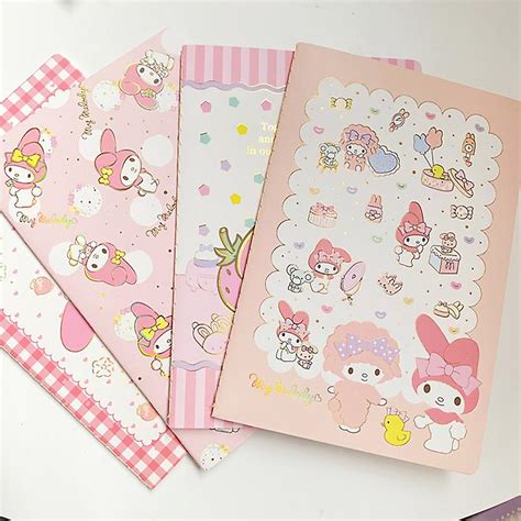 Kawaii Sanriod Notebook Kuromi Moja Mel Dia Cinnamoroll Kreslen Film