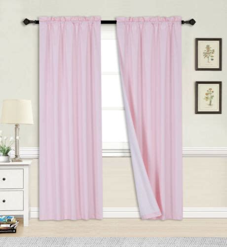 2 Panels Solid Blackout Thermal Rod Pocket Foam Lined Window Curtain