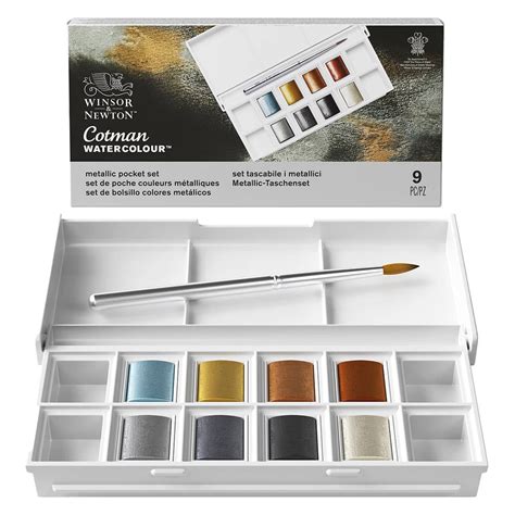 Winsor Newton Cotman Metallic Watercolors Half Pans Pocket Set Of